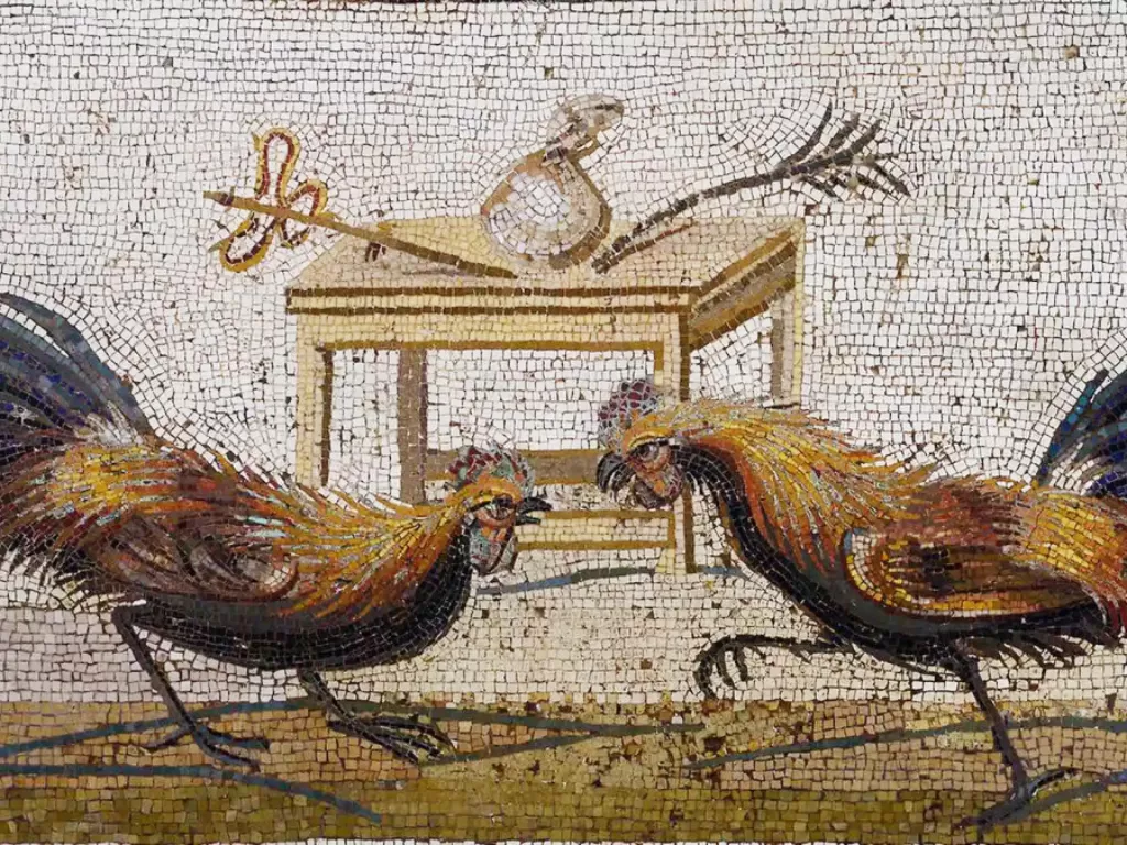 Lukisan ayam di dinding Romawi kuno. (Twitter/Ancient Origins)