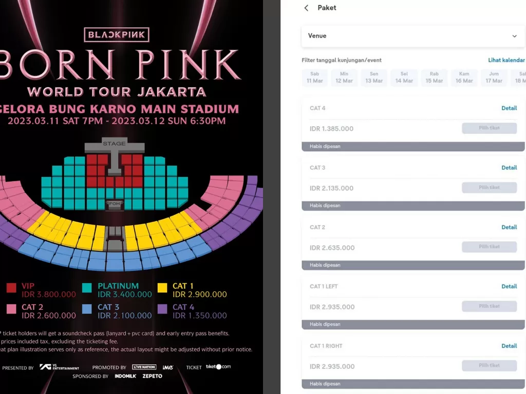 Tiket konser BLACKPINK ludes hanya dalam waktu kurang dari 15 menit (Twitter/BPGlobalNews)