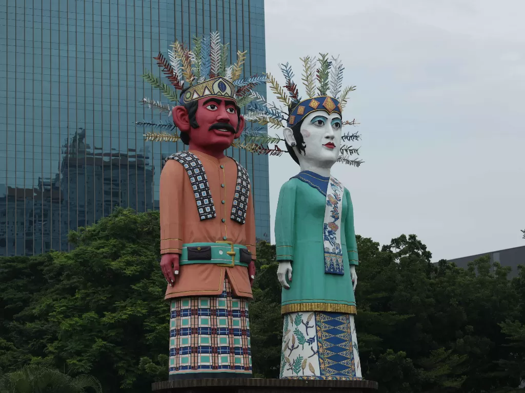 Patung Ondel-ondel di Kemanyoran, Jakarta Pusat. (Z Creators/Jafriyal)