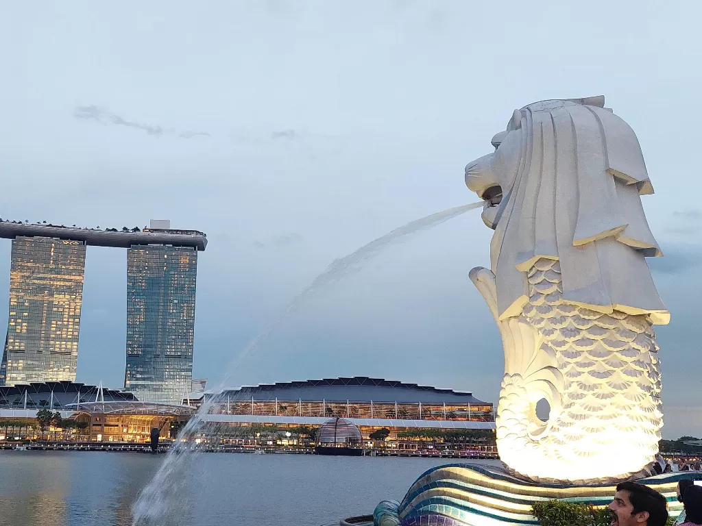 Patung Merlion Singapura. (Z Creators/Arnie Simanjuntak)