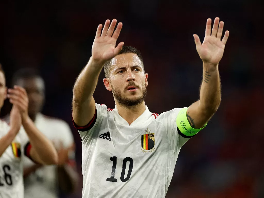 Eden Hazard berkostum timnas Belgia. (REUTERS/John Sibley)