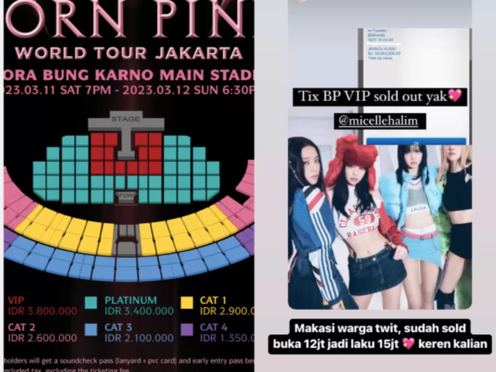 Netizen jual kembali tiket konser BLACKPINK di Jakarta Rp15 juta (Twitter/emilixlix)