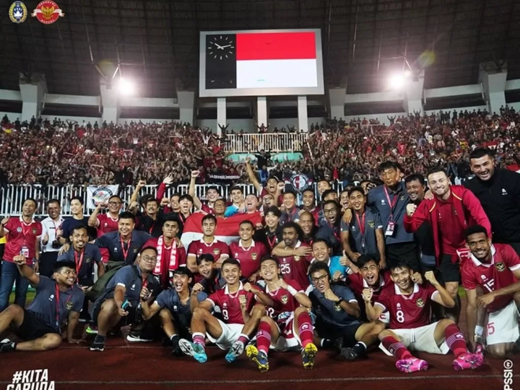 Timnas Indonesia kini menempati ranking 152 FIFA (Foto: Twitter/@PSSI)