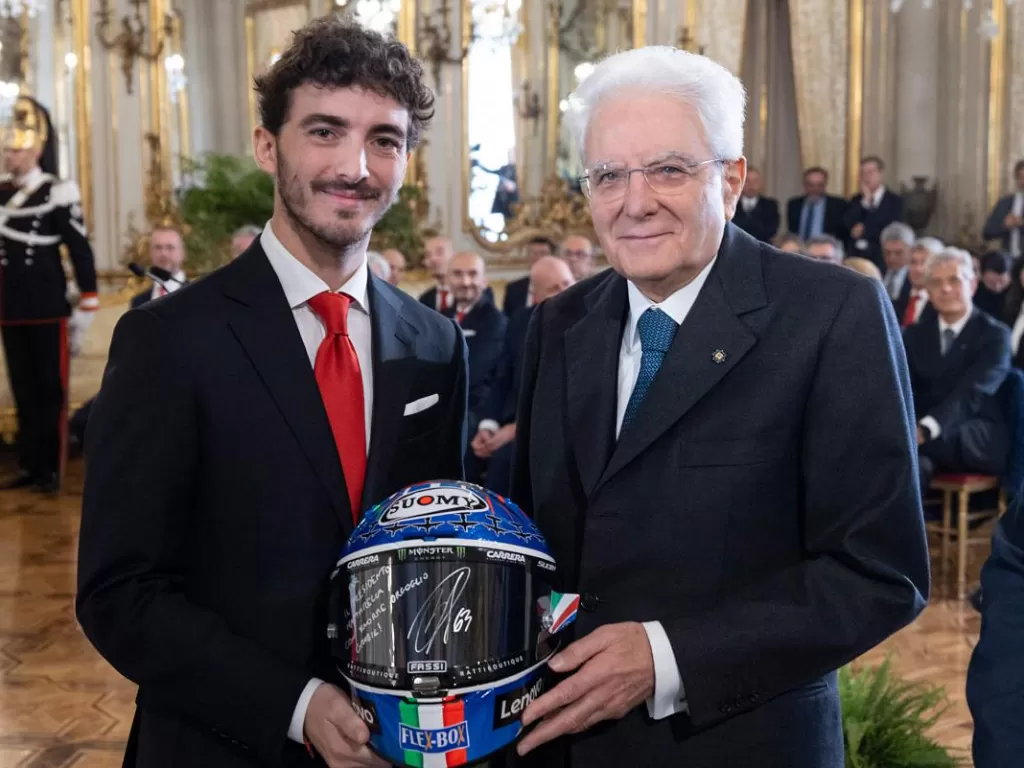 Francesco Bagnaia bertemu Presiden Italia, Sergio Matarella. (MotoGP)
