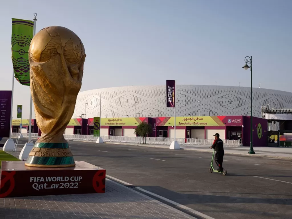 Stadion Al Thumama, salah satu stadion yang akan menggelar pertandingan Piala Dunia 2022 (Reuters/John Sibley)