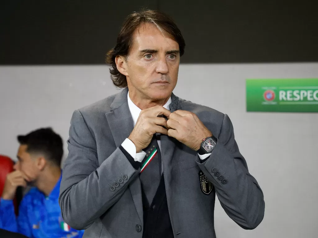 Pelatih timnas Italia, Roberto Mancini. (REUTERS/Florion Goga)