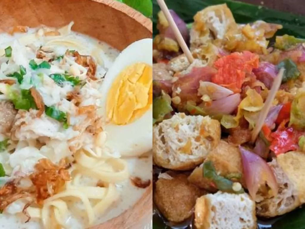 Kiri: Mie koclok makanan khas Cirebon. (Cookpad)/ Kanan: Tahu gejrot makanan khas Cirebon. (Cookpad)