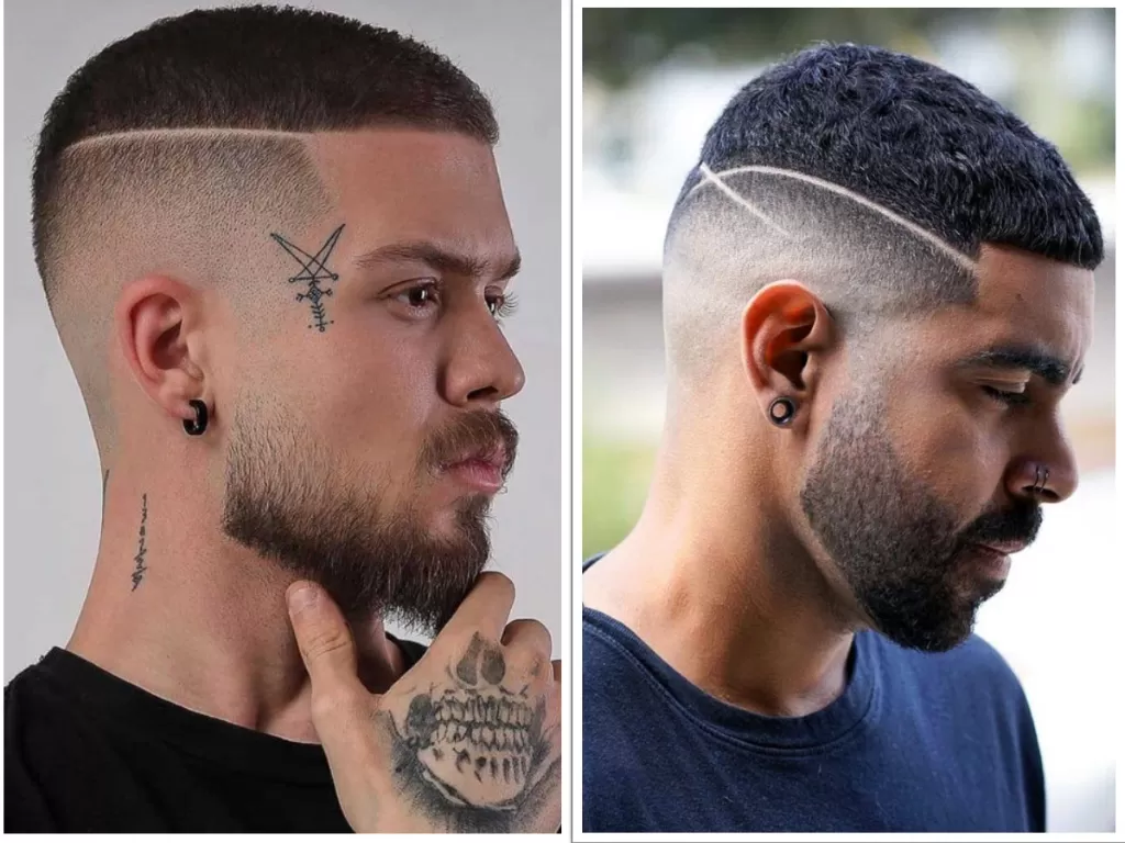 High Top with Disconnected Sides, Afro Lined Up Taper with Shaved Hairline Skin Fade(menshairstyletips dan Instagram/@tailorfade)