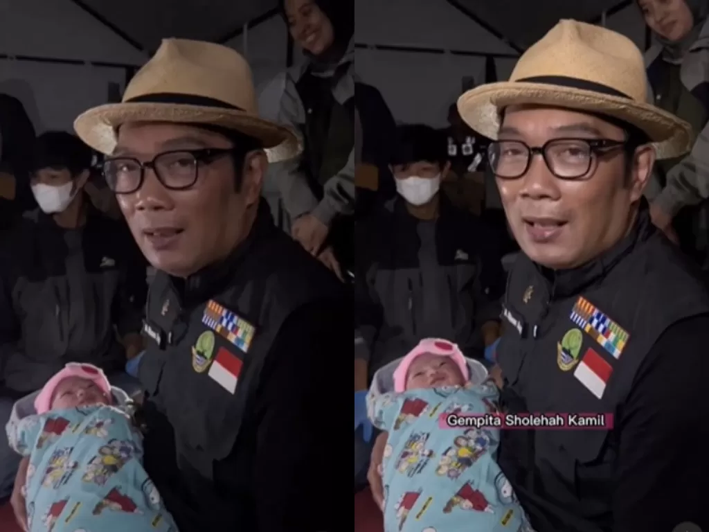 Ridwan Kamil yang memberikan nama bayi yang lahir di tenda pengungsi korban gempa Cianjur. (Instagram/ridwankamil)