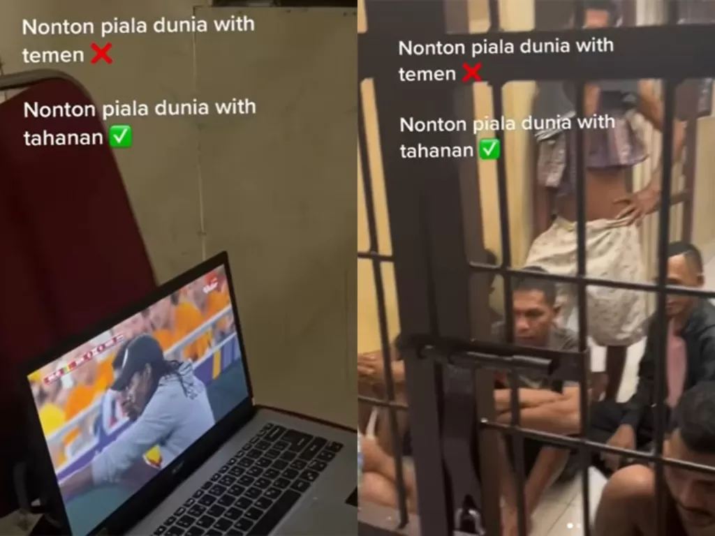 Para tahanan menonton ajang Piala Dunia dari balik jeruji. (Instagram/gustiarfauzar)