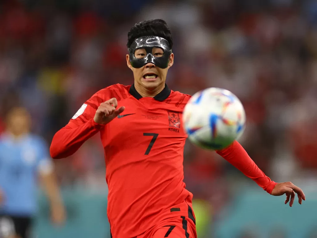 Son Heung-min di Piala Dunia 2022. (REUTERS/Kai Pfaffenbach)