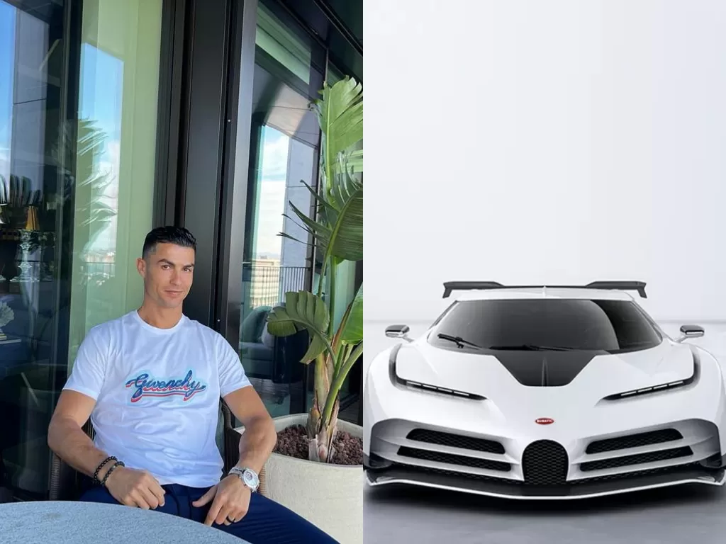 Cristiano Ronaldo beli mobil baru. (Instagram/@cristiano/Bugatti)