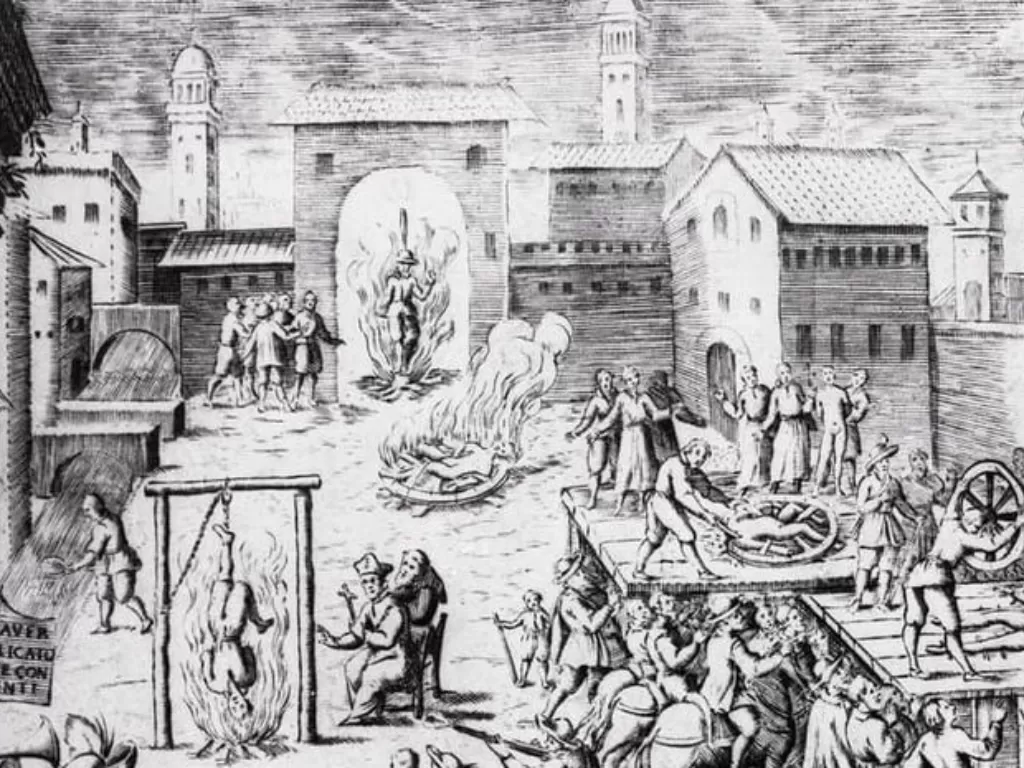 Ilustrasi kepanikan warga abad ke-17. (Wikimedia)