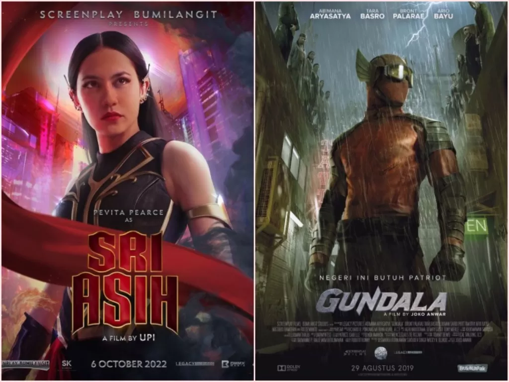 Sri Asih dan Gundala dari film Jagat Sinema Bumilangit. (Instagram/sriasihmovie.official, gundalamovie.official).