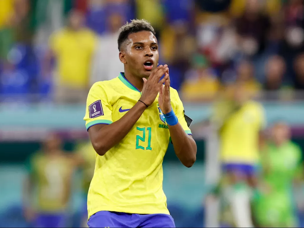 Pemain Timnas Brasil, Rodrygo Goes (REUTERS/Amanda Perobelli)