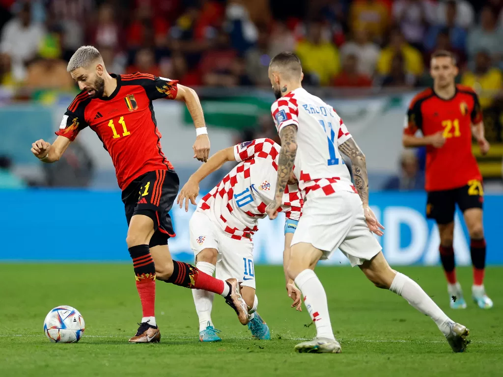 Pertandingan sengit Kroasia vs Belgia rebutkan tiket ke babak  16 besar. (REUTERS/John Sibley)