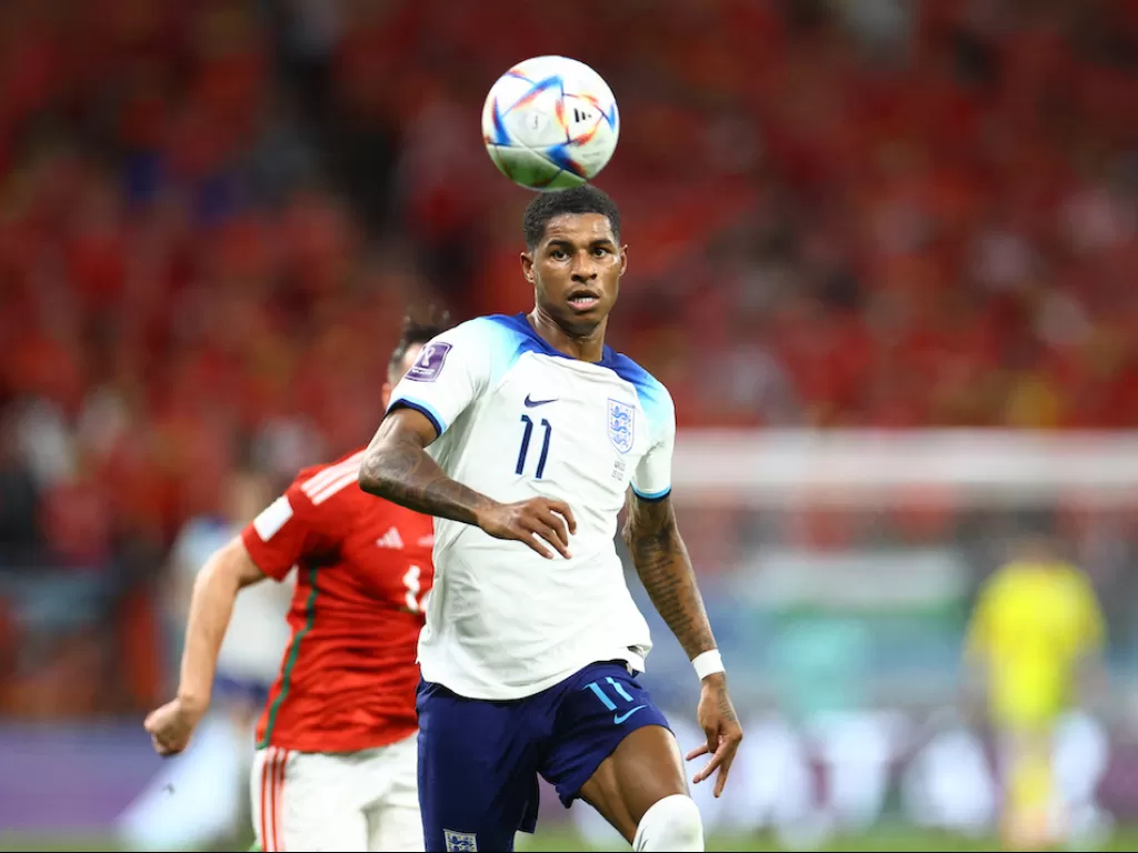 Penyerang Timnas Inggris, Marcus Rashford, tampil gacor di Piala Dunia 2022 (REUTERS/Hannah Mckay)