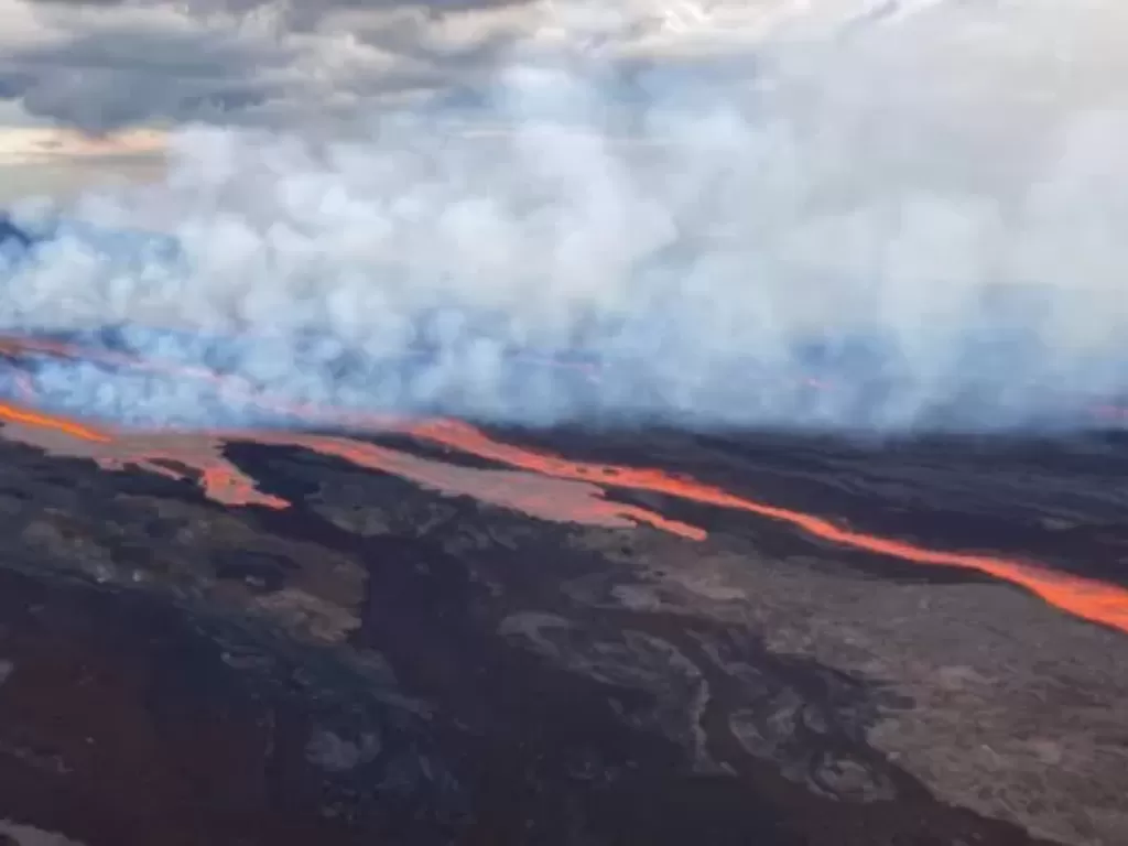 Aliran lahar gunung Mauna Loa di Hawaii. (US Geological Survey)