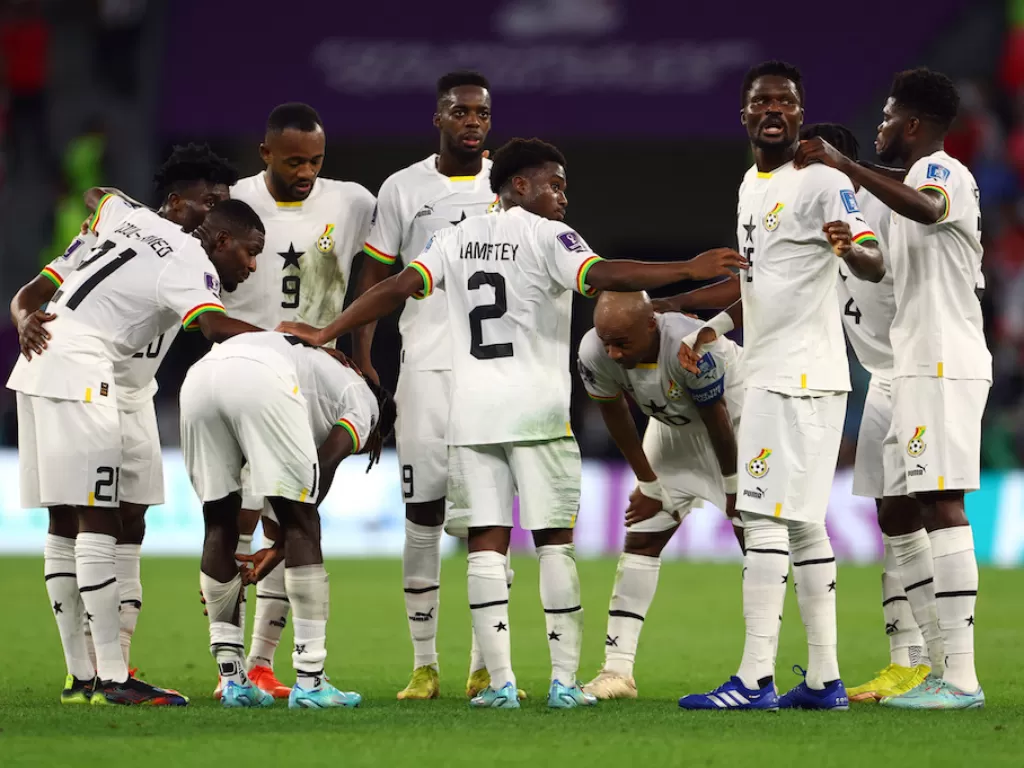 Pemain Timnas Ghana bersiap menghadapi pertandingan (REUTERS/Molly Darlington)