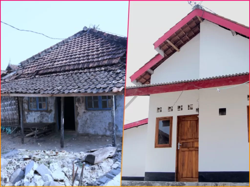 Sebelum dan setelah rumah Ibu Taslimah di Desa Sarangmeduro, Rembang. (DOk. Istimewa),