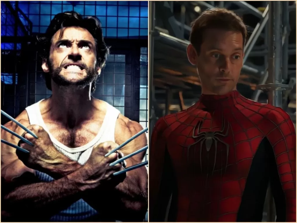 Hugh Jackman sebagai Wolverine dan Tobey Maguire sebagai Spider-Man (IMDb)