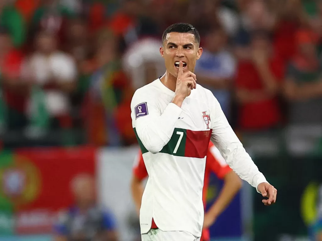 Cristiano Ronaldo pada laga Timnas Portugal vs Korea Selatan di Piala Dunia 2022. (REUTERS/Kai Pfaffenbach)