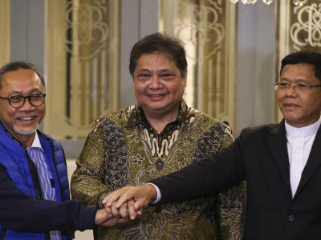 Pertemuan Koalisi Indonesia Bersatu (KIB) di Jakarta, Rabu (30/11/2022). (ANTARA FOTO/Rivan Awal Lingga)