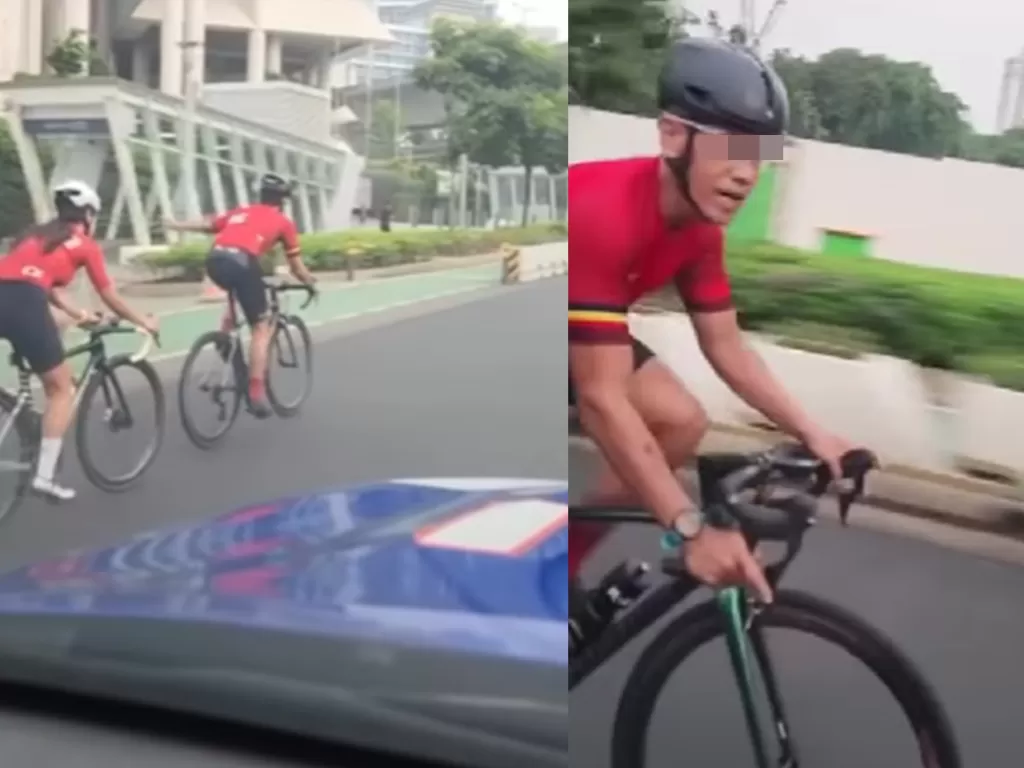 Pesepeda kepergok gowes di luar jalur sepeda (Instagram/tmcpoldametro)