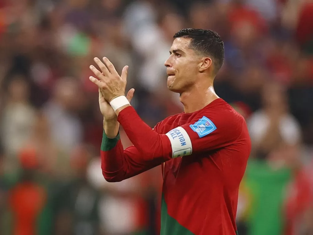Cristiano Ronaldo usai pertandingan (Reuters/Kai Pfaffenbach)