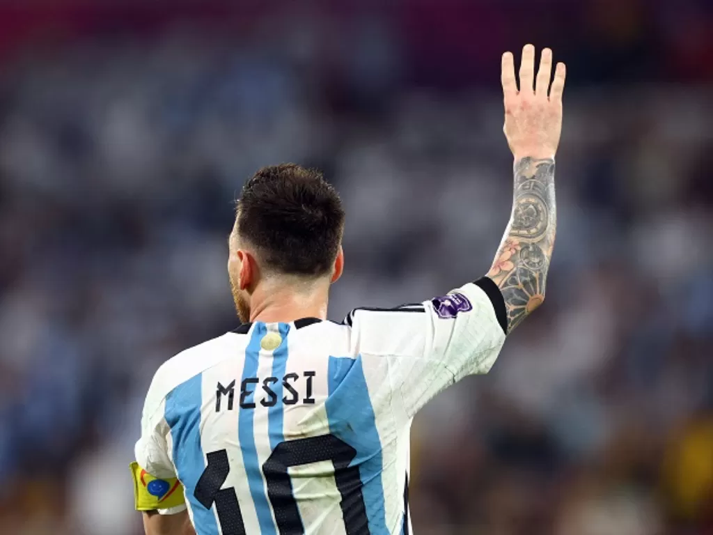 Kapten dan andalan Timnas Argentina di Piala Dunia 2022, Lionel Messi. (REUTERS/Bernadett Szabo)
