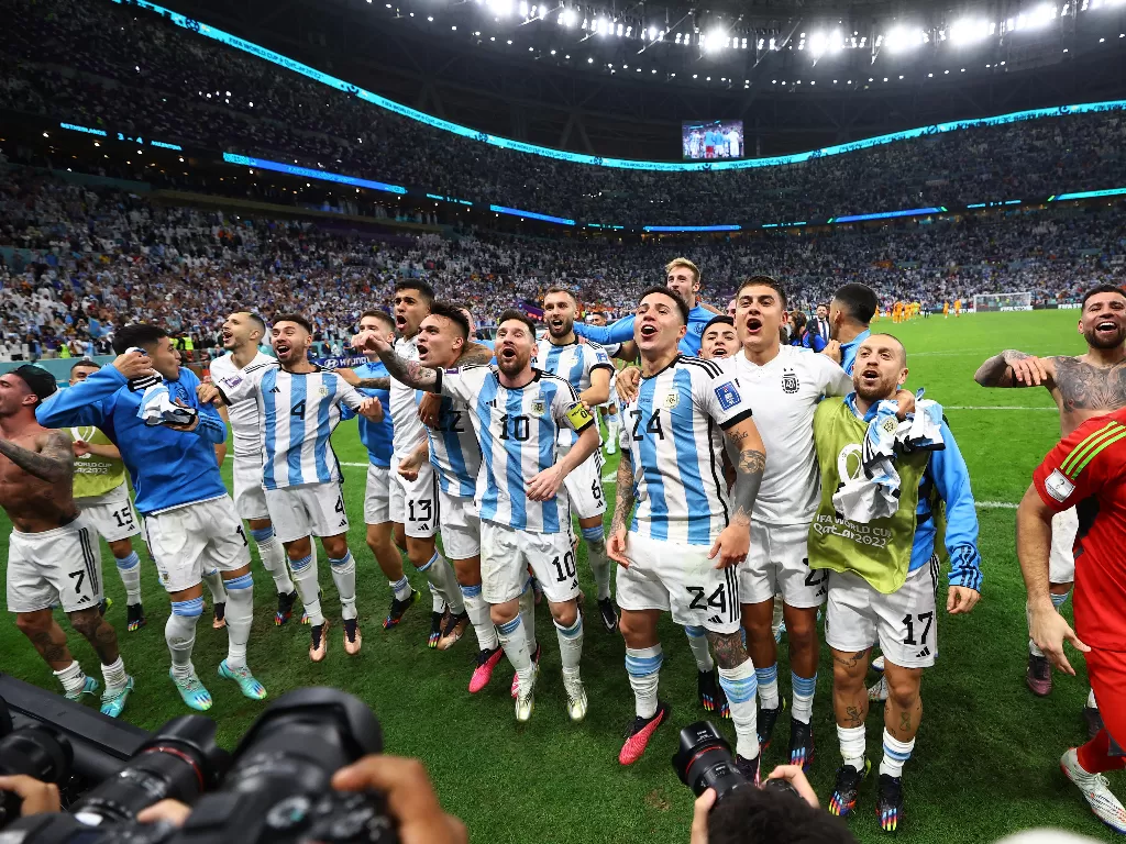 Timnas Argentina berhasil kalahkan Belanda, pada laga perempatfinal Piala Dunia 2022, Sabtu (10/12/2022). (REUTERS/Molly Darlington)