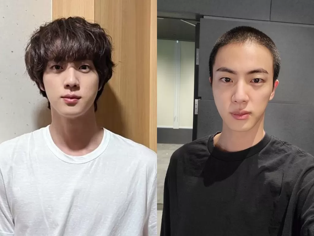 Jin BTS sebelum dan sesudah potong rambut (Instagram/jin)