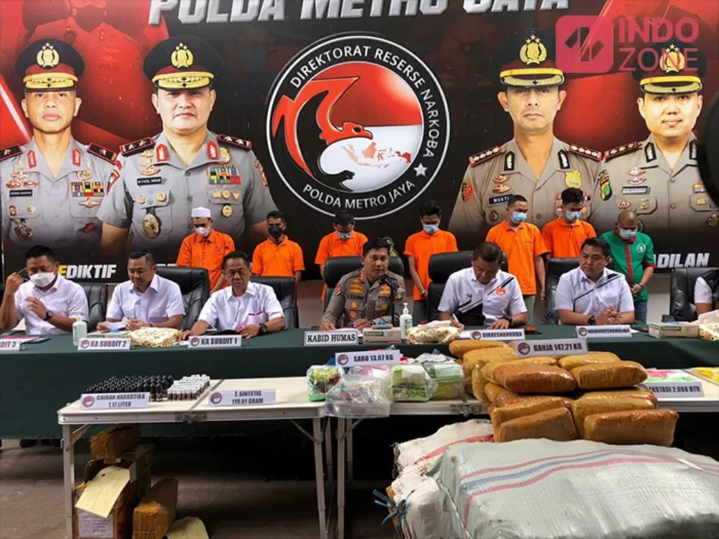 Konferensi pers Ops Nila dan kasus likuid sabu di Mapolda Metro Jaya, Jakarta. (INDOZONE/Samsudhuha Wildansyah).