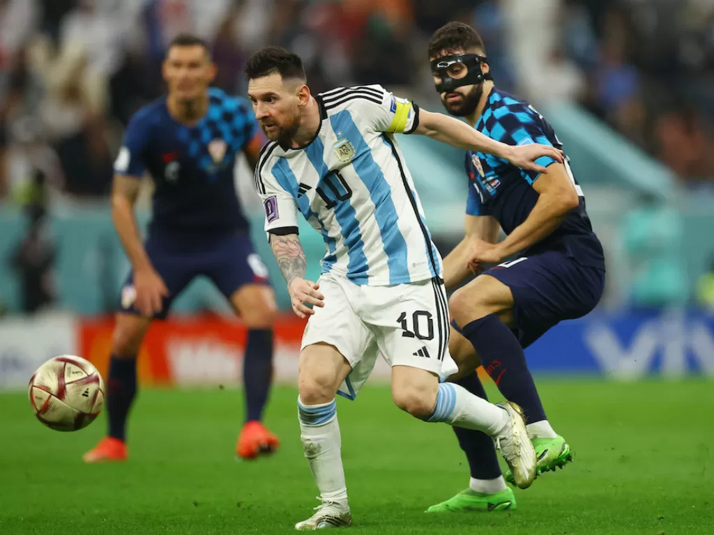 Lionel Messi di pertandingan Argentina vs Kroasia (REUTERS/Lee Smith)