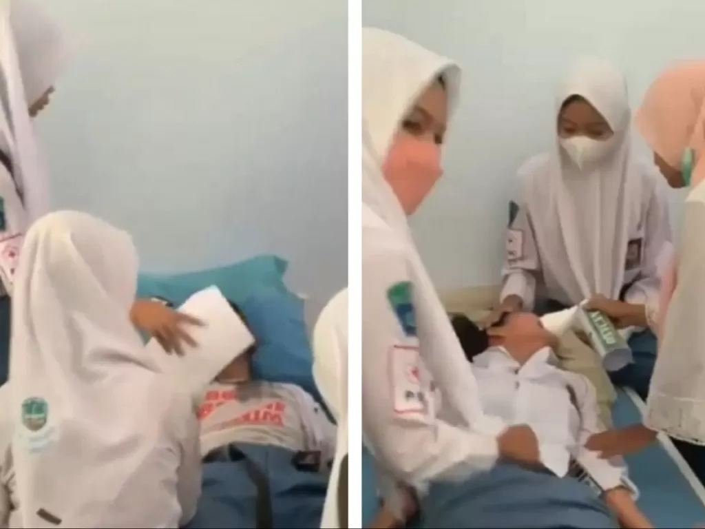 Dua siswa di Jombang mengalami sesak napas usai dihukum gurunya (Instagram/@mememedsos)