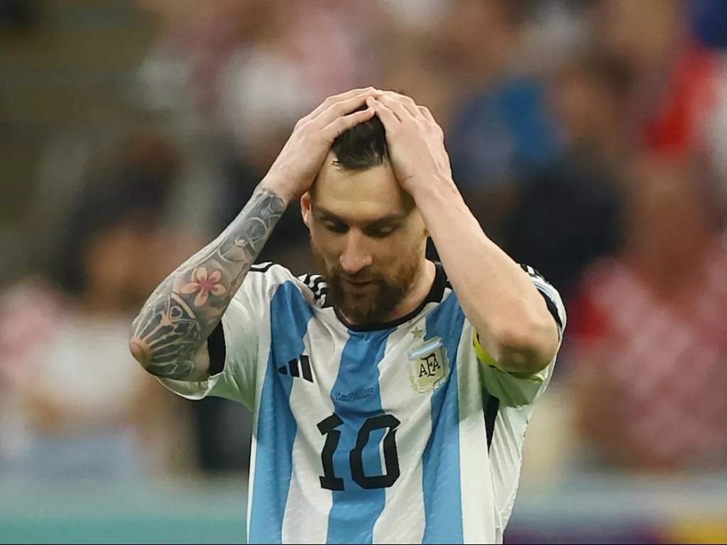 Kapten Timnas Argentina. Lionel Messi, absen di sesi latihan tim (REUTERS/Lee Smith)