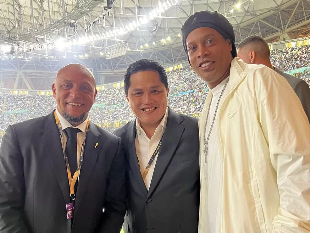 Roberto Carlos, Erick Thohir dan Ronaldinho (Instagram/@erickthohir)