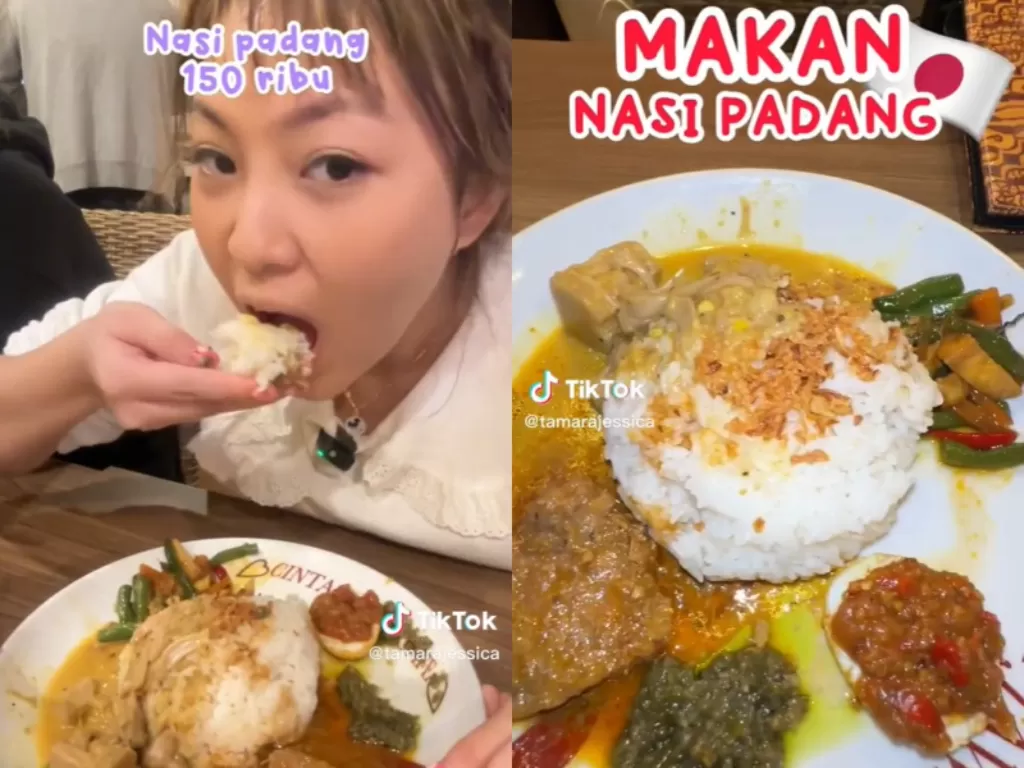 Pengalaman nyobain makan Nasi Padang di Jepang. (TikTok/ tamarajessica)