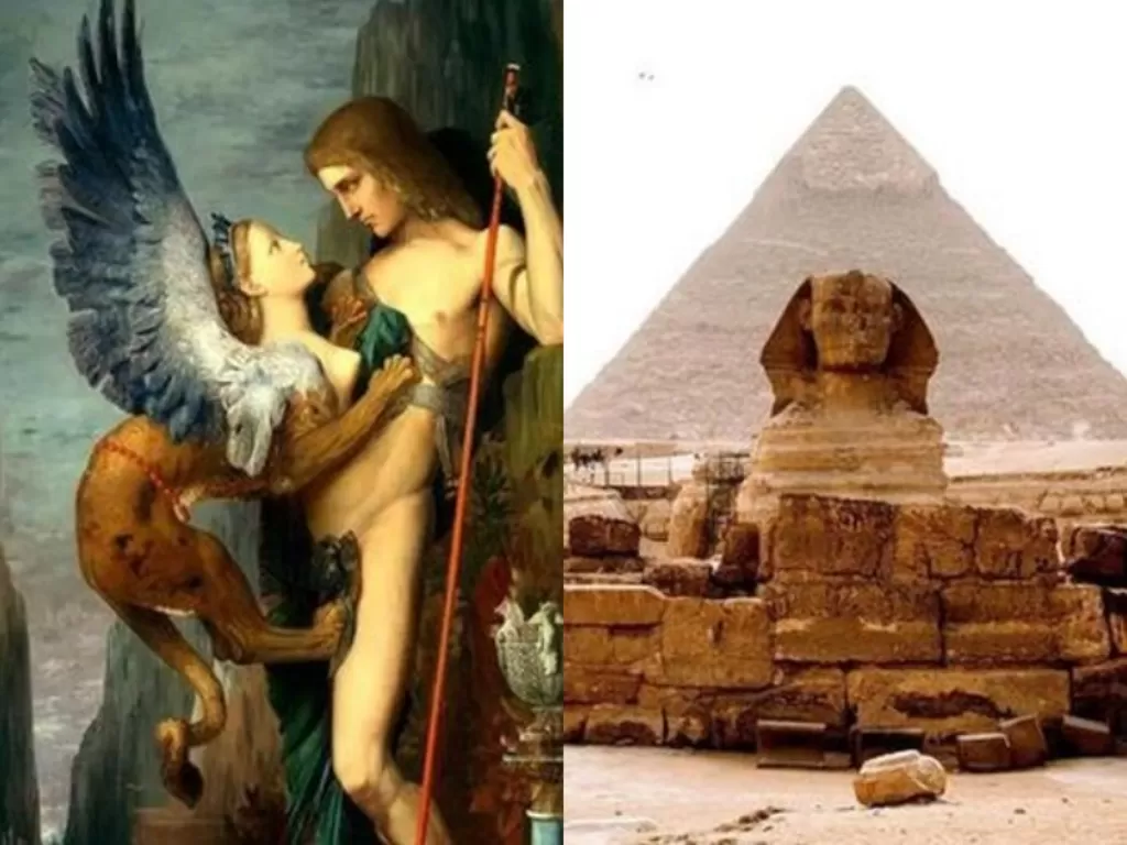 Kiri: Sphinx dari Yunani. (The Collector)/ Kanan: Patung Sphinx dari Mesir. (History of Yesterday)