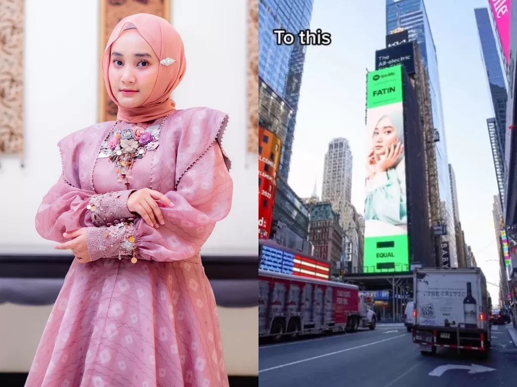 Wajah Fatin Shidqia terpampang di Times Square, New York. (Instagram/fatin30)