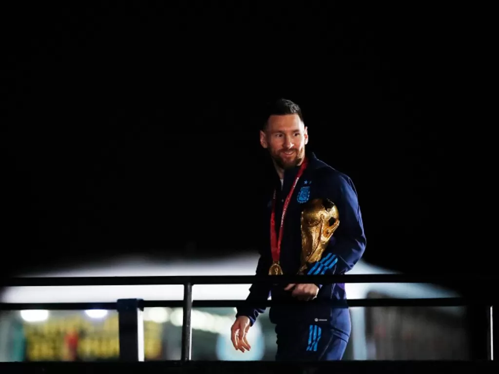 Lionel Messi berhasil jadi juara Piala Dunia 2022. (REUTERS/Agustin Marcarian)