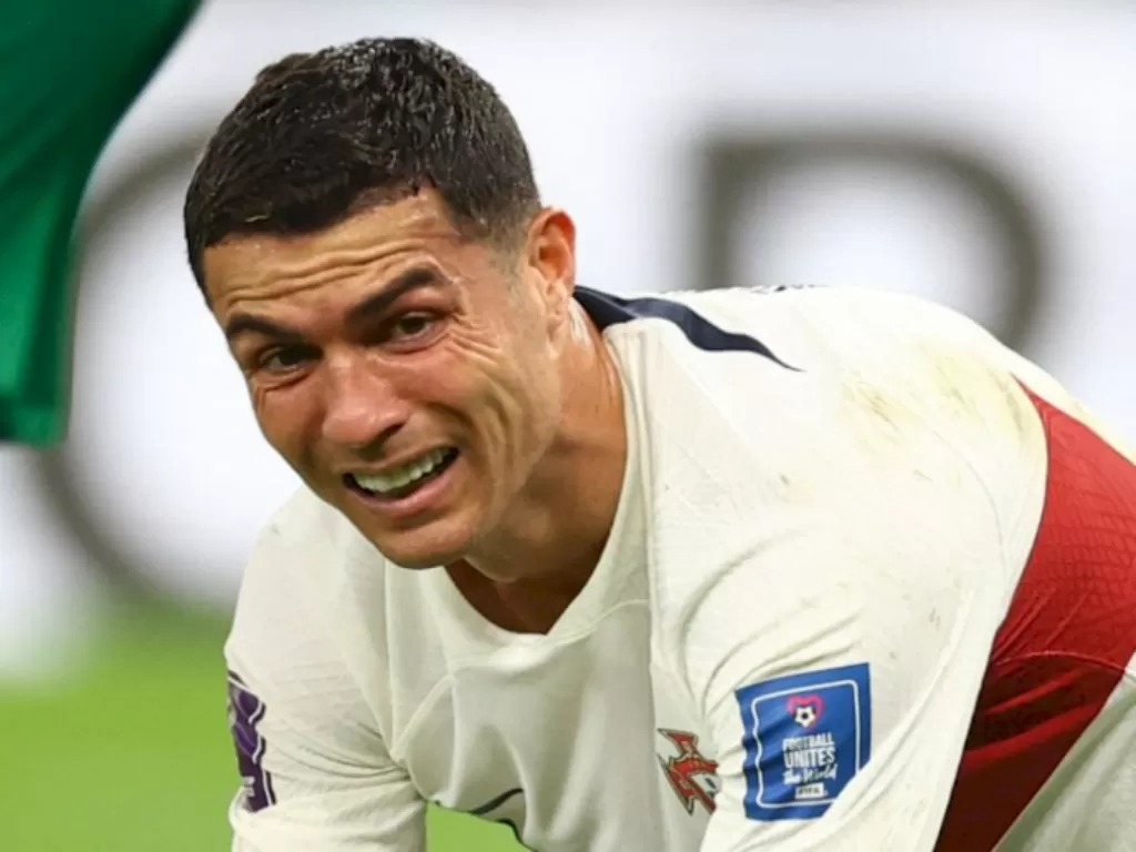Cristiano Ronaldo menangis Timnas Portugal gugur di Piala Dunia 2022 (REUTERS/Carl Recine)