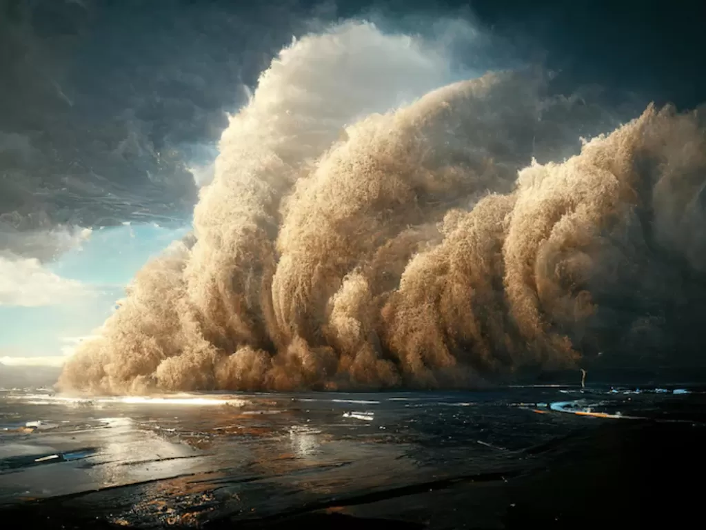 Ilustrasi tsunami. (FREEPIK/dr.digitex)