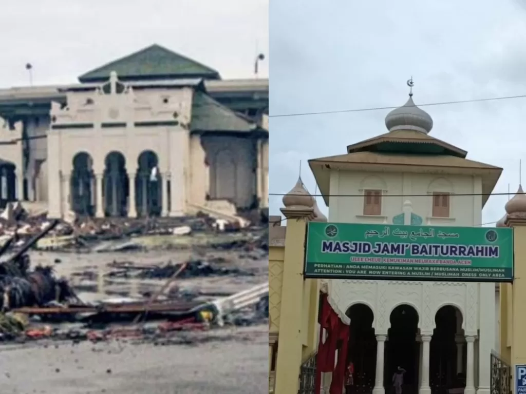 Masjid Baiturrahim, masih kokoh berdiri meski diguncang tsunami Aceh. (Z Creators/Riska Iwantoni)