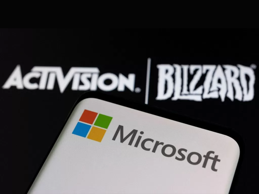 Ilustrasi akuisisi Microsoft terhadap Activision Blizzard. (REUTERS/Dado Ruvic)