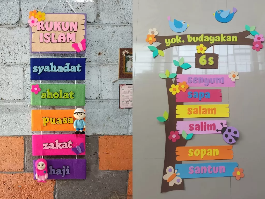 Hiasan dinding kelas kreatif (Instagram/@dwi.wahyuni90/@balebaca_omahngaji)
