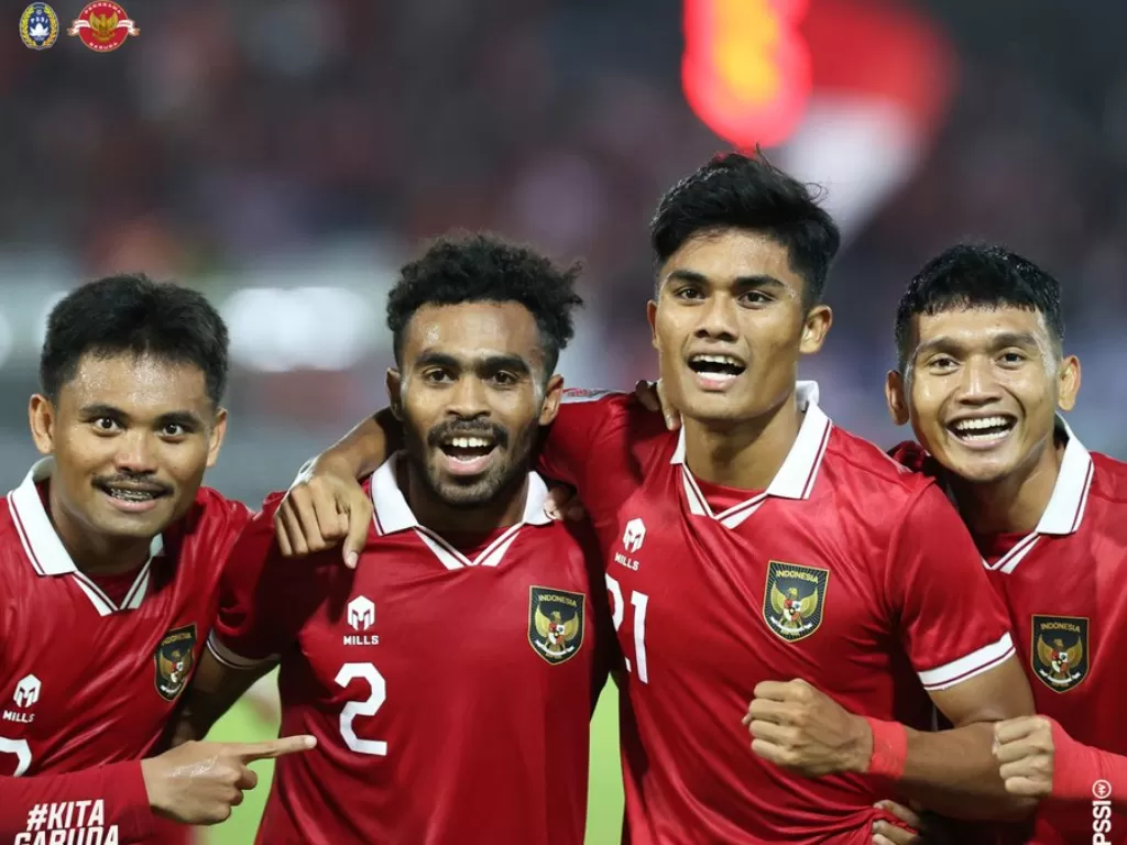 Timnas Indonesia merayakan gol (Twitter/@PSSI)