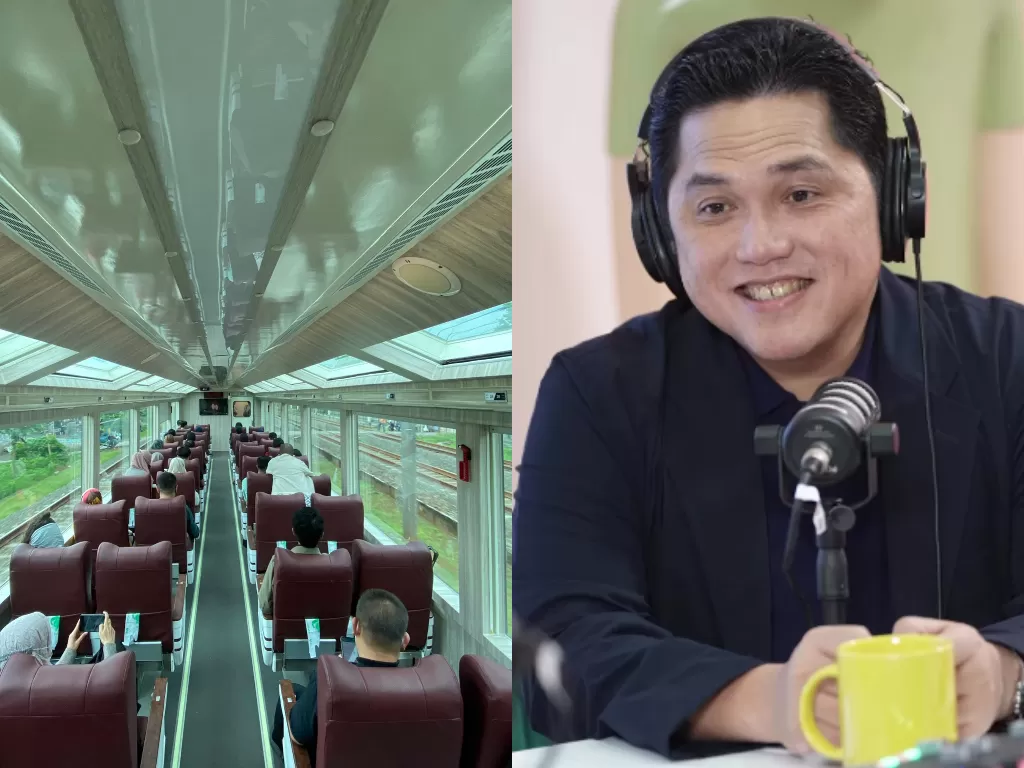 Menteri BUMN Erick Thorir kasih rekomendasi liburan akhir tahun dengan naik Kereta Panoramic. (Twitter/canisiusandrew dan Instagram/erickthohir)