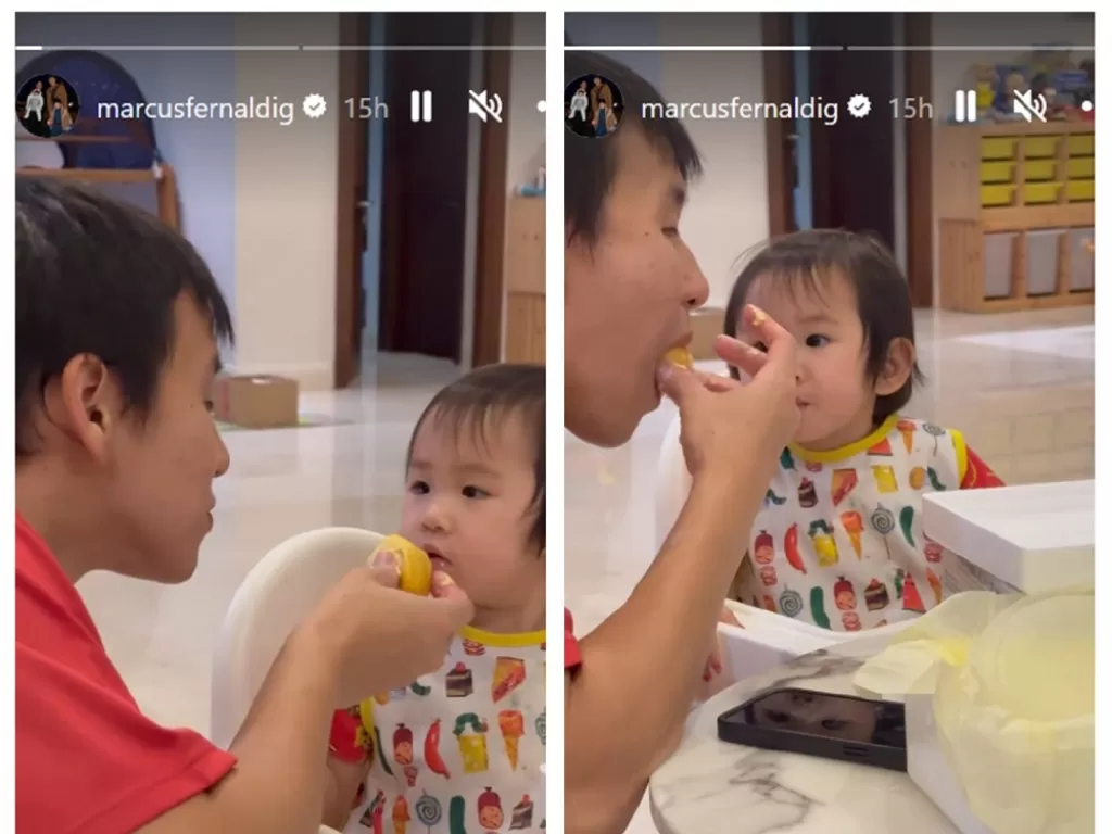 Marcus Fernaldi Gideon dan putrinya asyik makan durian (Instagram/@marcusfernaldig)