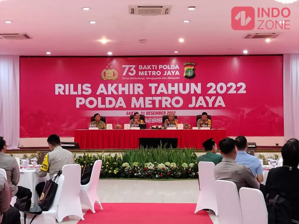 Kapolda Metro Jaya Irjen Fadil Imran pimpin rilis akhir tahun 2022 di Mapolda Metro Jaya, Jakarta. (INDOZONE/Samsudhuha Wildansyah)